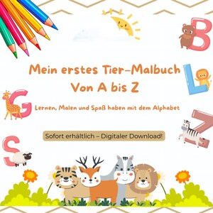 A to Z Animal Coloring Book for Children, ABC Learning and Coloring, Digital Download, Educational Game for Preschool and Kindergarten