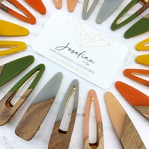 Teardrop Teak + Acrylic Hair Clip | Wood Barrette | Hair Accessory | Clips | Accessories | Josefina and Co | Josefina + Co