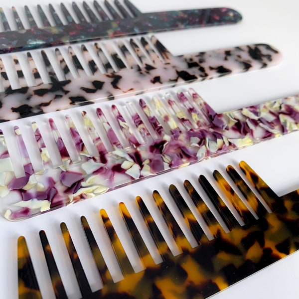 Flex Comb / Flexible Wide Tooth Bush / Acetato Resin / Hair Accessory / Brush / Tortoise