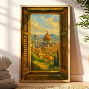 Florence Duomo View Print: Tuscany Window Art, Italian Landscape Poster