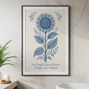Fragile Like A Flower Bomb Ruth Bader Ginsburg, RBG, Feminist Wall Art Print, Activism Decor, Gift For Her, Gift for Graduate