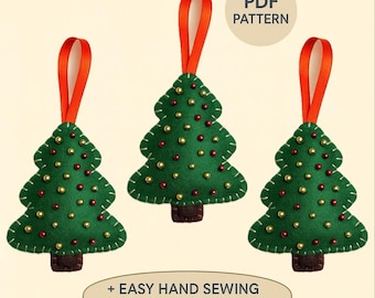 クリスマスツリーの飾り - PDF フェルトパターン - 即時ダウンロード