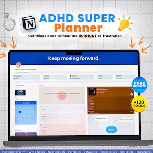 ADHD Notion Life Planner | ADHD Notion Template, ADHD Notion, Notion Dashboard, All in one Notion Template, Personal Planner for Notion