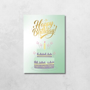 Birthday Cake Card: Printable 5x7 Card for Her (PDF Download)