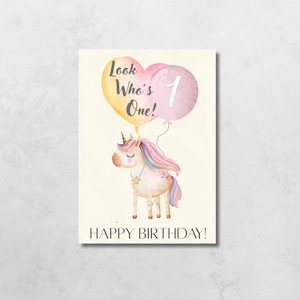 Unicorn 1st Birthday Card: Magical Printable Card (PDF Download)