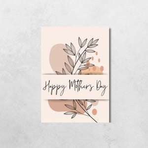 Carte de fête des mères imprimable, carte de style naturel pour maman, carte de style bohème pour maman, téléchargement immédiat, voeux de fête des mères minimaliste