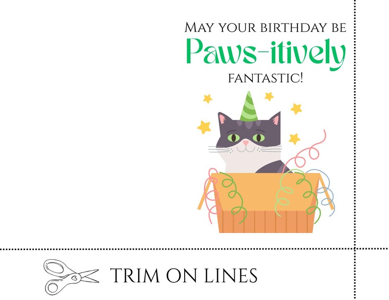Cute Cat Birthday Card Printable (PDF Download 5x7) - Etsy Australia