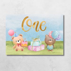 Druckbare Karte für ersten Geburtstag, druckbare 1 Geburtstagskarte, Geburtstagskarte für Baby Girl, Geburtstagskarte für Baby Boy, süße Geburtstagskarte