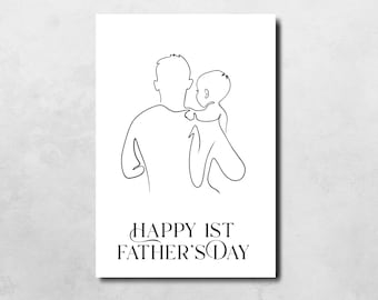 First Father's Day Card: Minimalist Line Art (Digital Download)