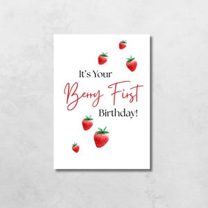 Cartão para imprimir para primeiro aniversário, cartão de 1º aniversário, cartão de aniversário para menina, cartão de aniversário para menino, cartão de aniversário fofo, um cartão