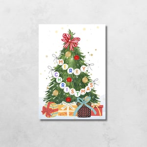 Printable Christmas Card, Christmas Printable Card, Merry Christmas Card, Happy Holiday Card, Printable Holiday Cards, Letter Beads