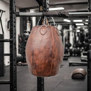 Leather Boxing Bag: Heavy-Duty MMA, Kickboxing Training - Empty