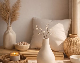 Vase Rund aus Keramik | Moderne Deko für Wohnzimmer | Geschenk für Frauen | Skulpturale Vase handgemacht | Boho Wohnaccessoire