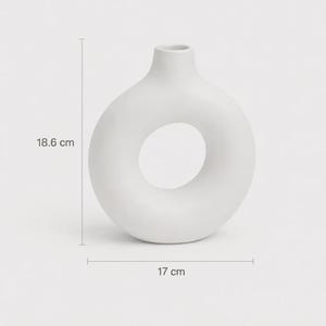 Donut Vase Keramik Design | Moderne Deko in Beige Schwarz Weiß | Skulpturale Vase Boho Stil | Geschenk für Frauen | Handmade Wohnaccessoire bild 13