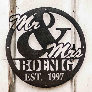 Mr & Mrs Personalizable Metal Sign - Shiny Home Co - Wedding - Custom Metal Art - Home Wall Decor  -  Wedding Gift - Just Married - Newlywed