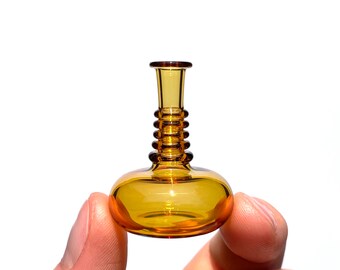 Miniature Glass Bottle in Amber Yellow