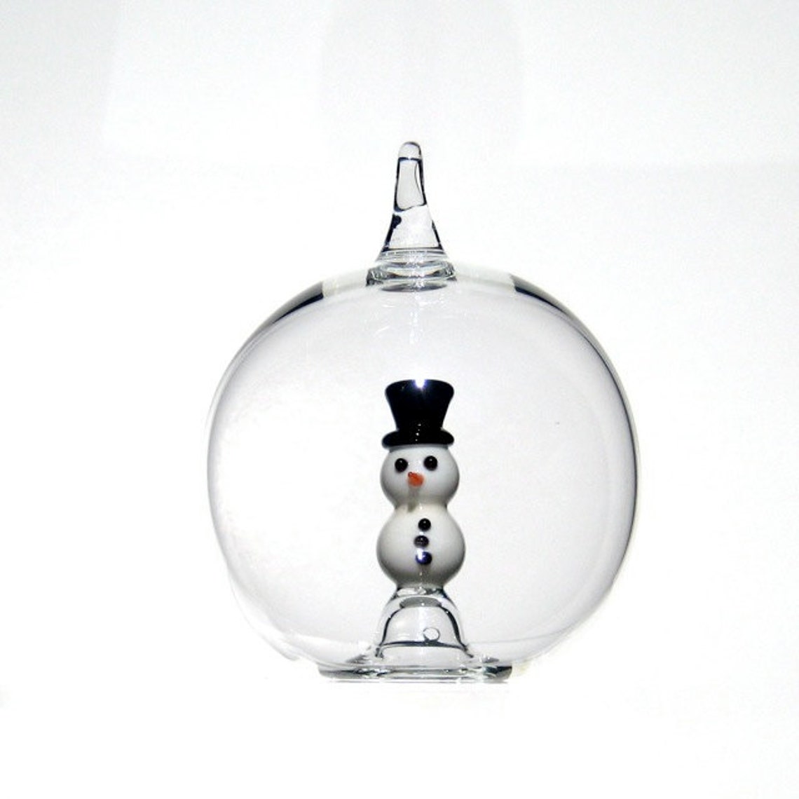 Glass Snowman Ornament Christmas Ornament in Hand Blown Glass Etsy