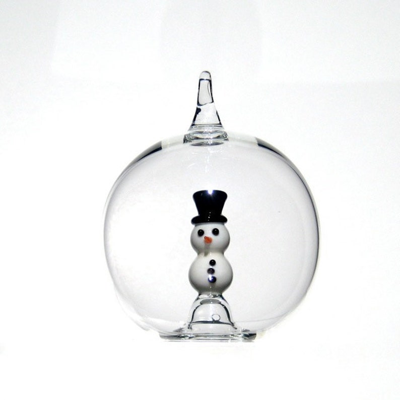 Glass Snowman Ornament, Christmas Ornament in Hand Blown Glass image 1