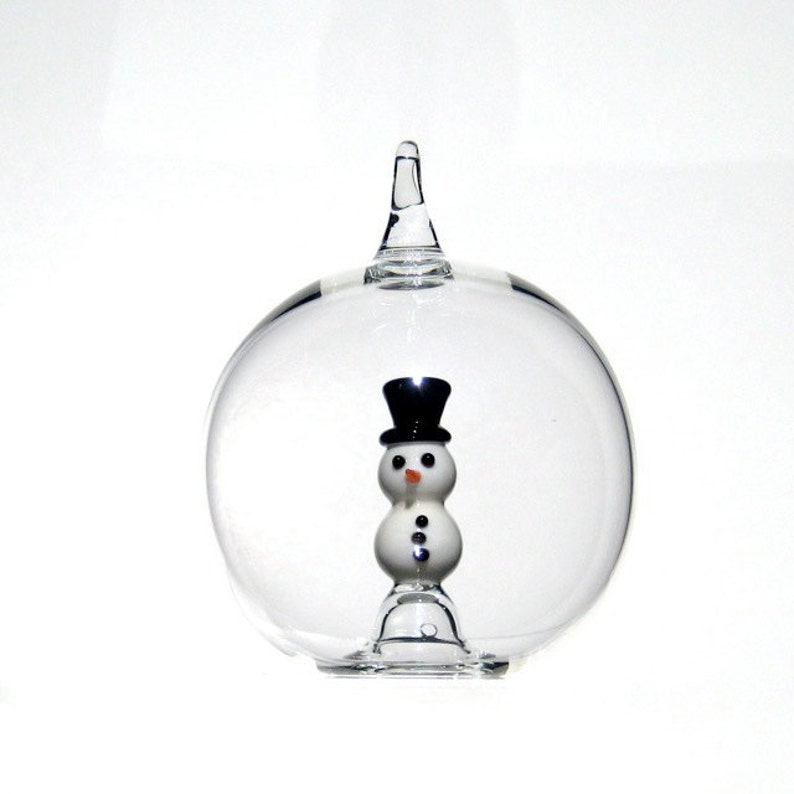 Glass Snowman Ornament Christmas Ornament in Hand Blown Glass Etsy