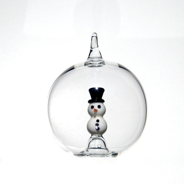 Ornement de Bonhomme Neige en Verre, Ornement Noël Verre Soufflé à La Main