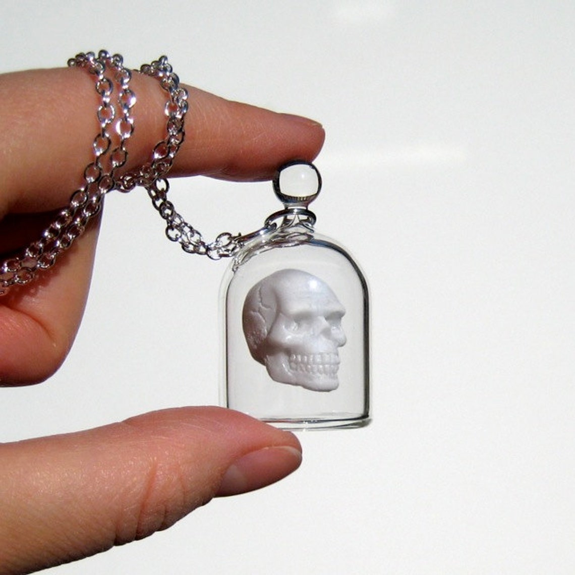 Skull in a Glass Jar Necklace Etsy
