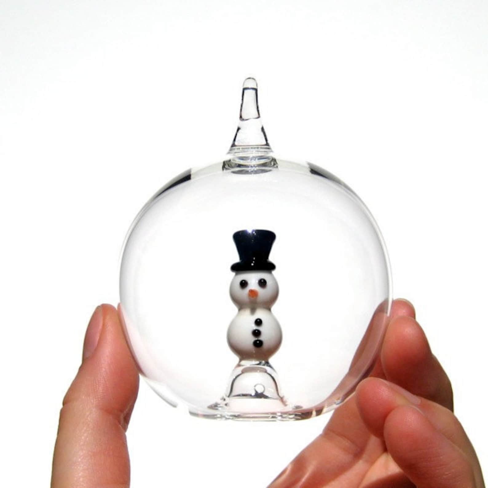 Glass Snowman Ornament Christmas Ornament in Hand Blown Glass Etsy