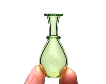 Miniature Bottle in Green, Hand Blown Glass