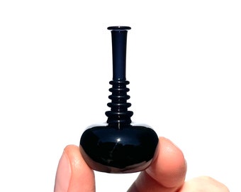 Miniature Bottle in Black, Hand Blown Glass