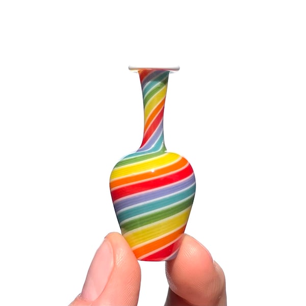 Rainbow Stripes Miniature Bottle, Hand Blown Glass