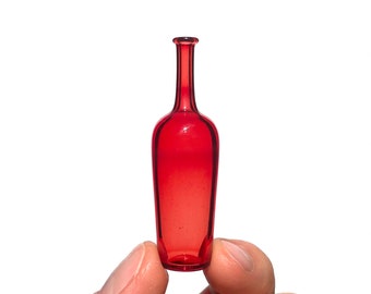 Miniature Bottle in Red,  Hand Blown Glass