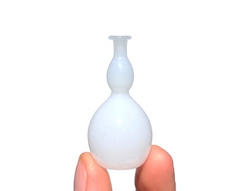 Miniature Bottle in White, Hand Blown Glass