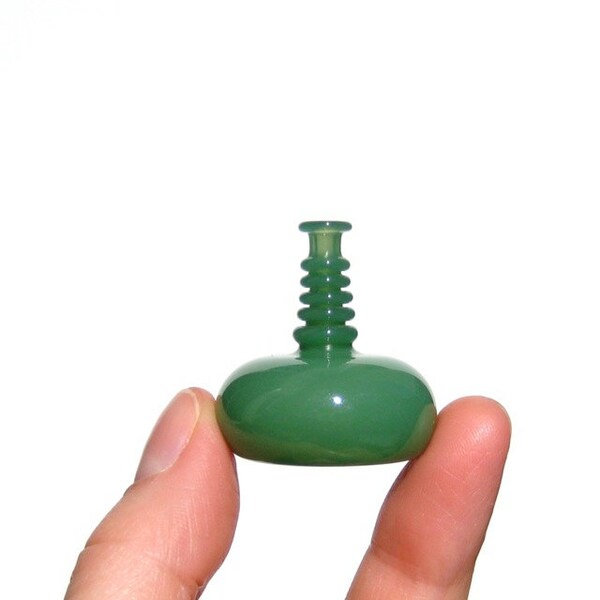 Miniature Bottle in Jade Green, Hand Blown Glass