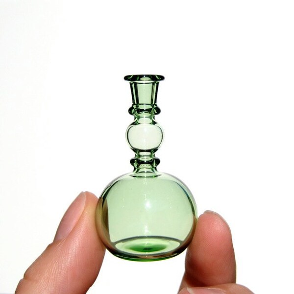 Hand Blown Glass, Miniature Vase in Green