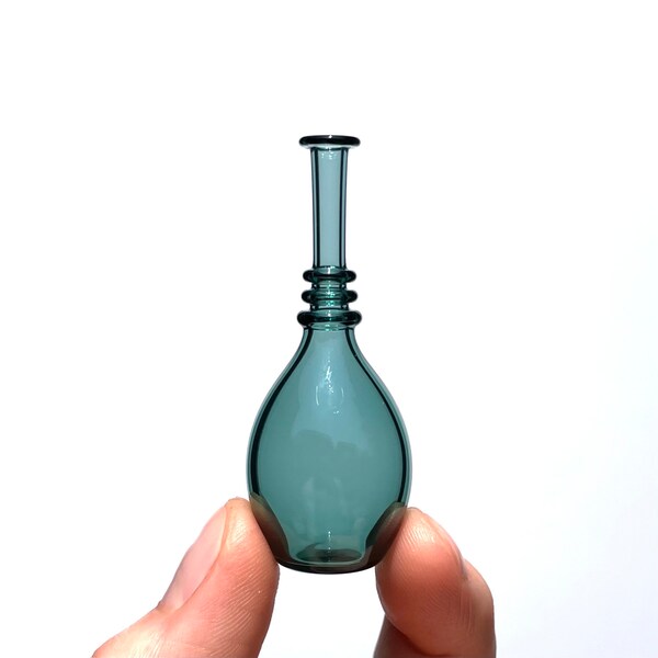 Miniature Bottle in Teal, Hand Blown Glass