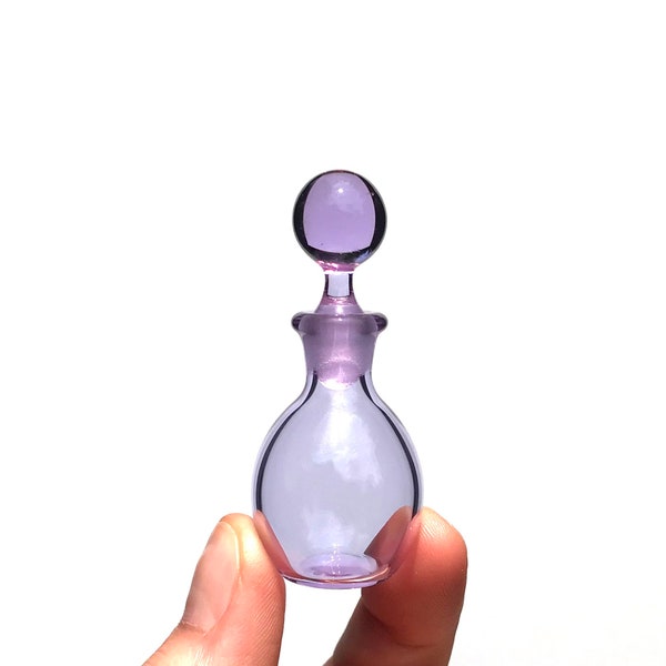 Perfume Bottle or Small Jar, Lavender Hand Blown Glass