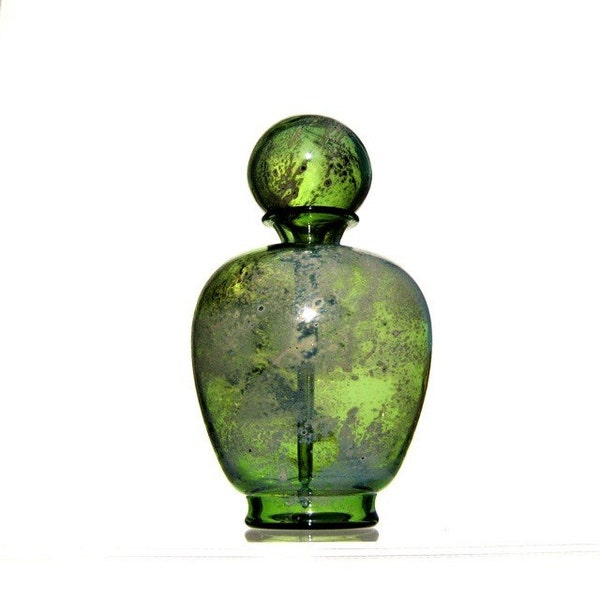 Hand Blown Glass Perfume Bottle in Green