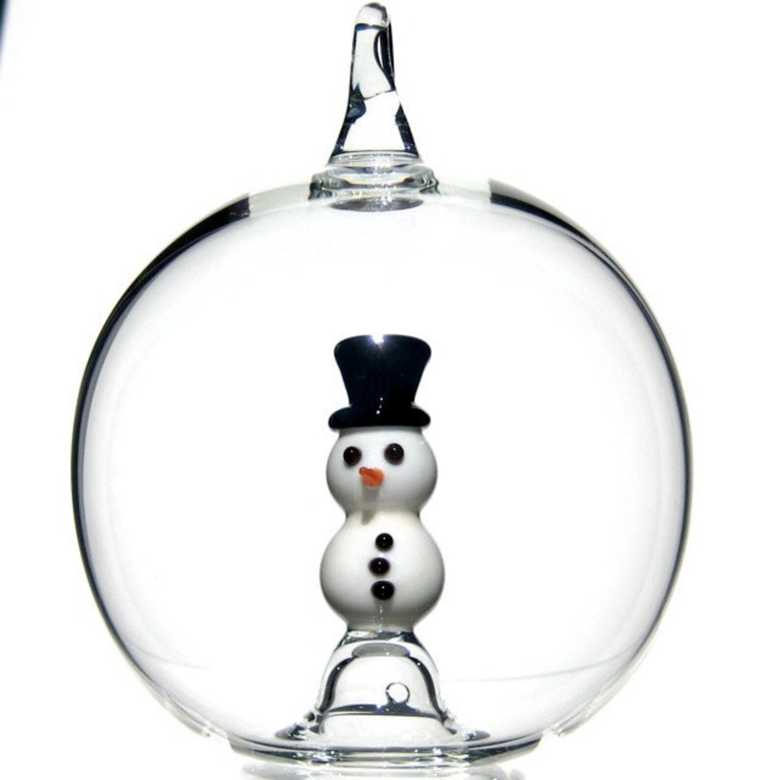 Glass Snowman Ornament Christmas Ornament in Hand Blown Glass Etsy
