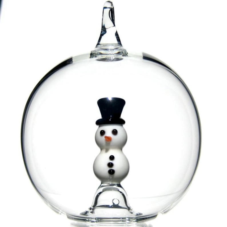 Glass Snowman Ornament, Christmas Ornament in Hand Blown Glass image 2