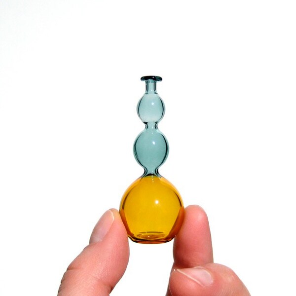 Miniature Bottle in Teal and Yellow