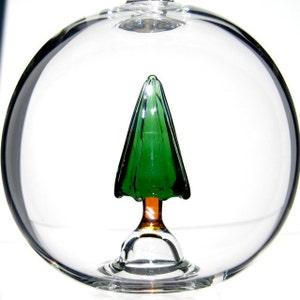 Blown Glass Christmas Ornament, Pine Tree Ball image 2