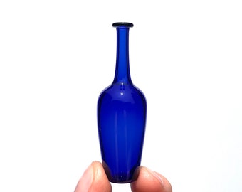 Miniature Bottle in Blue, Hand Blown Glass