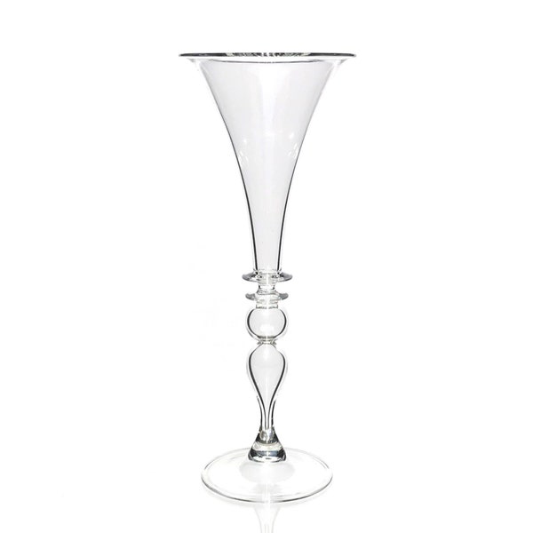 Clear Hollow Stem Goblet- Art Glass