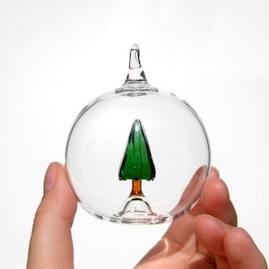 Blown Glass Christmas Ornament, Pine Tree Ball image 3
