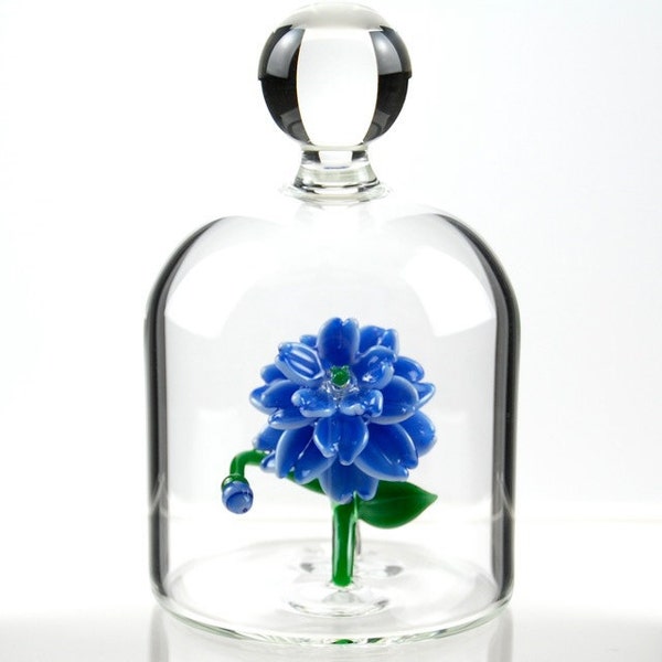Fleur de verre dans un pot - Bleu
