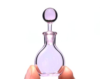 Perfume Bottle or Small Jar, Pink Hand Blown Glass