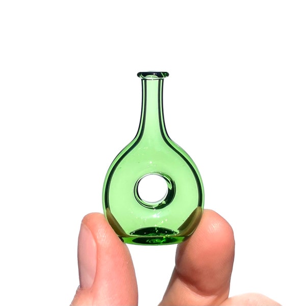 Miniature Bottle in Green, Hand Blown Glass