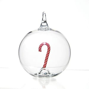 Christmas Glass Ornament, Hand Blown Glass Candy Cane