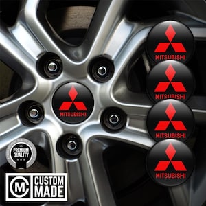 Mitsubishi Wheel Emblem 4pcs High-Quality Epoxy Gel Stickers | Domed Rim Decals | Hub Cap Badges | 3M Car Wheel Center Caps- 13 Logo Models
