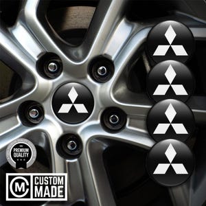 Mitsubishi Wheel Emblem 4pcs High-Quality Epoxy Gel Stickers | Domed Rim Decals | Hub Cap Badges | 3M Car Wheel Center Caps- 13 Logo Models