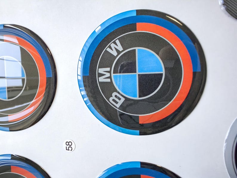 BMW Hub Caps Decals | Wheel Emblem 4pcs Stickers | Domed Rim Decals ...